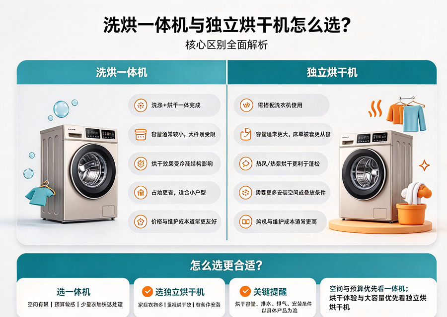 洗烘一体机和独立烘干机怎么选？一文看懂差异