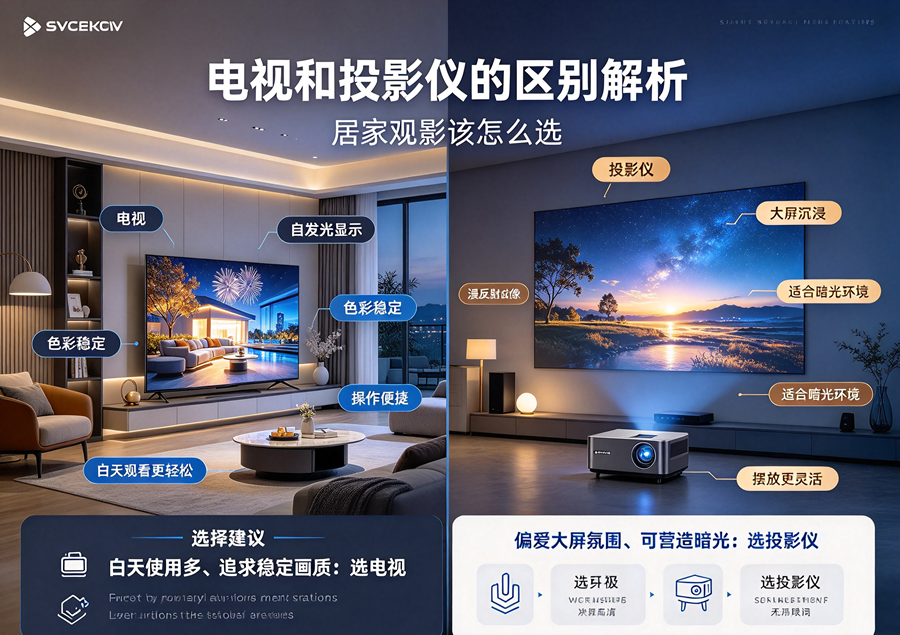 电视和投影仪对比，居家观影该选哪个？
