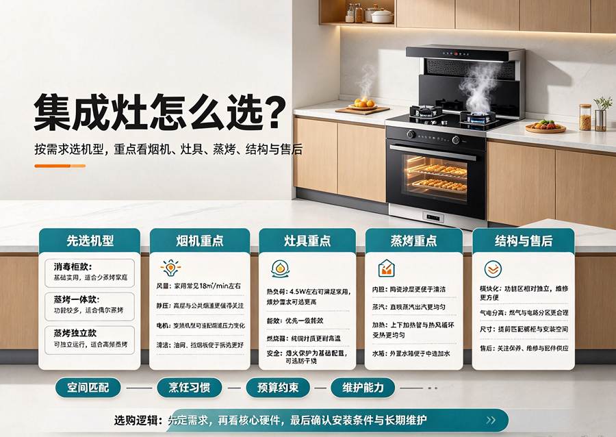 选购集成灶别踩坑！重点看哪些核心参数？