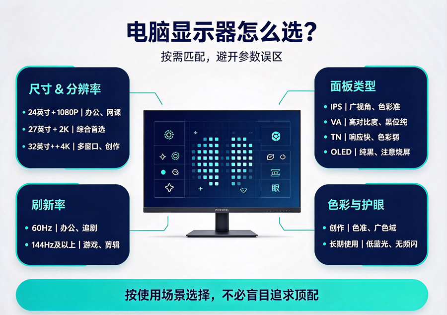 电脑显示器选购指南：读懂参数，按需选屏