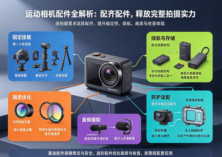 运动相机配件指南：配齐装备，拍出更多精彩画面