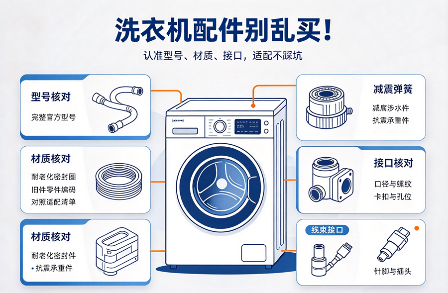 洗衣机配件避坑：选对型号接口，适配更耐用