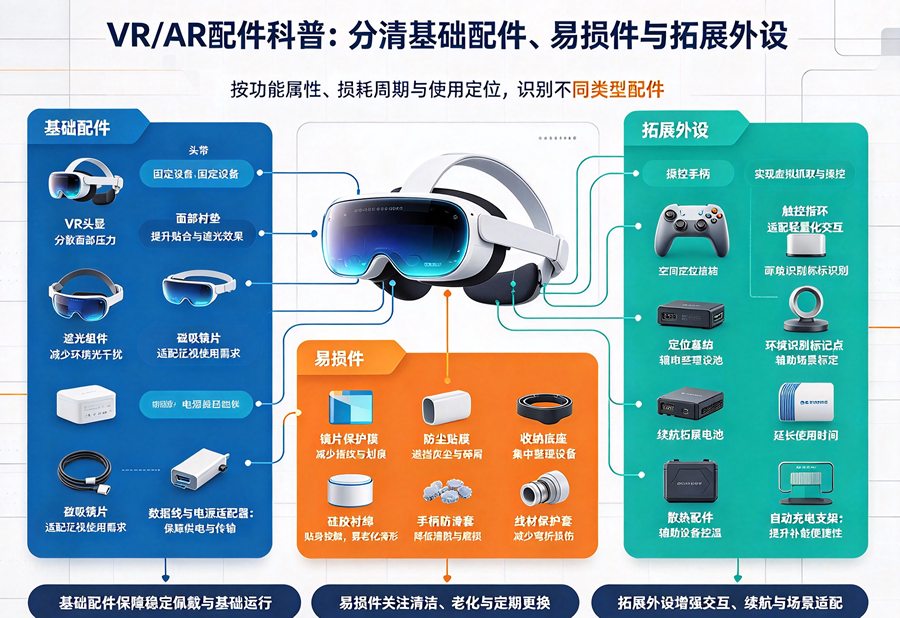 一文读懂 VR/AR 配件：基础配件、易损件与拓展外设
