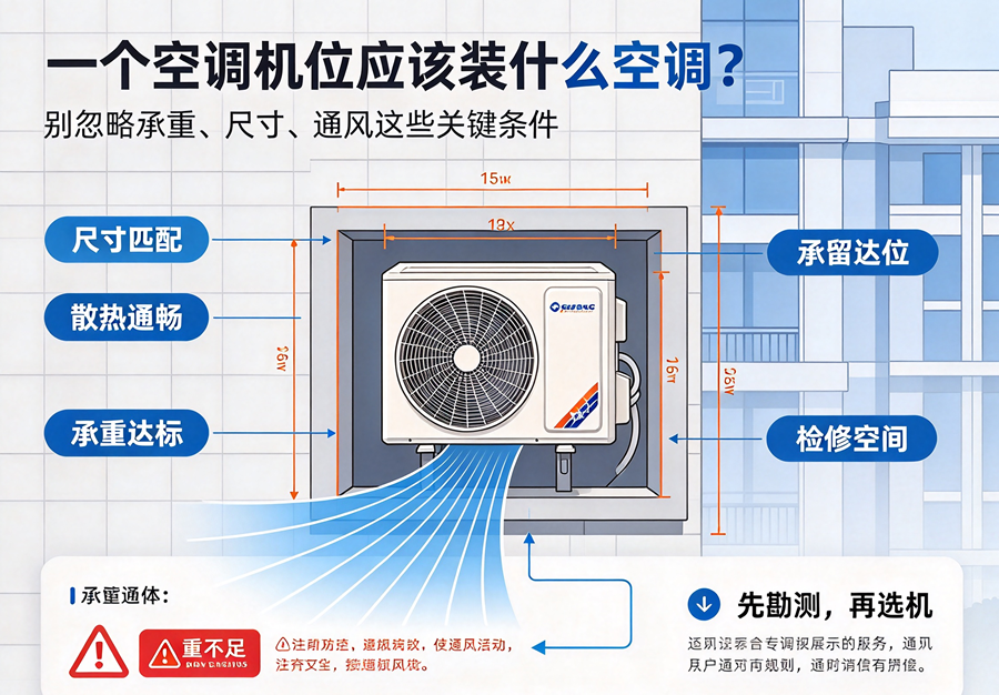 一个空调机位应该装什么空调？别忽略承重、尺寸、通风这些关键条件