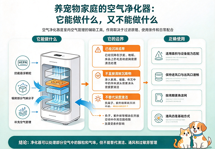 养宠物家庭的空气净化器：它能做什么，又不能做什么