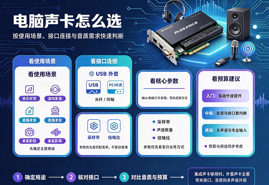 电脑声卡怎么选：从场景到参数的完整判断框架