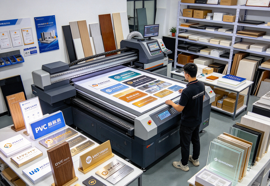 UV打印机在广告店的多元应用：从门头到背景墙的实战解析